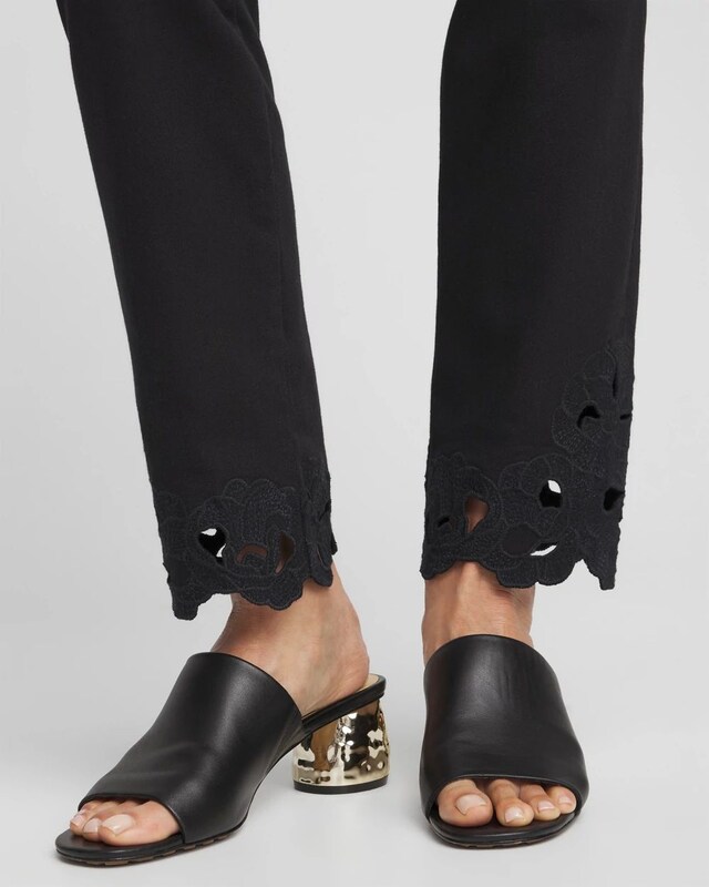 Girlfriend Floral Cutout Ankle Jeans - image 4